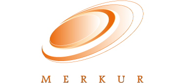 Merkur 400x400 NEU Logo mit orangefarbenem, stilisiertem Kreis und Text Merkur darunter. Moderner Designstil.